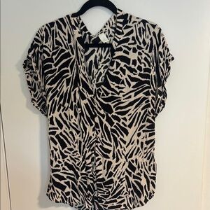 Black and cream Zebra Print h&m Women's Top size L